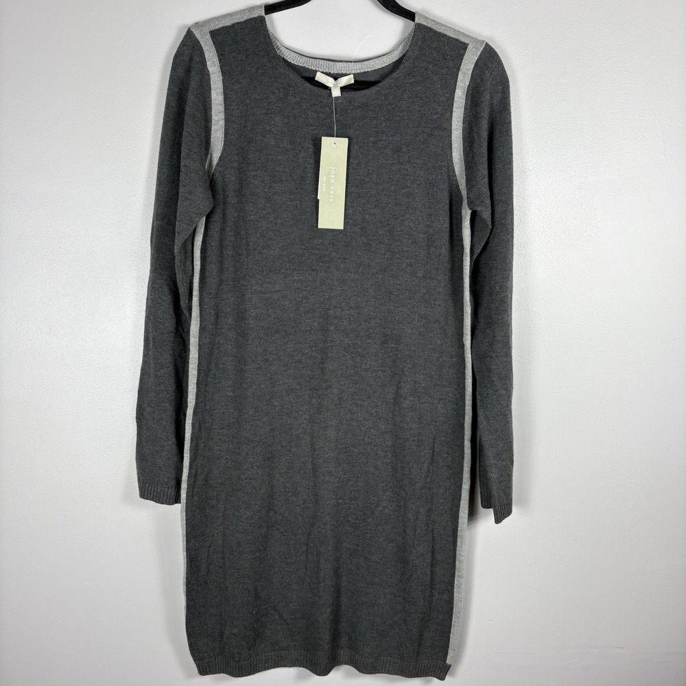 Joan Vass Women's Medium Chalkboard Heather Flannel Cashmere Blend Shift Dress